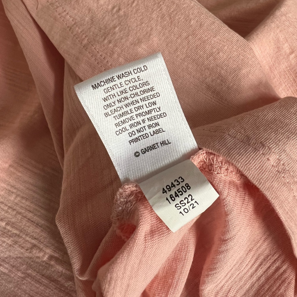 Weekender Blush Pink Pocket V-neck Tank Top semi sheer textured organic cotton - Picture 7 of 7